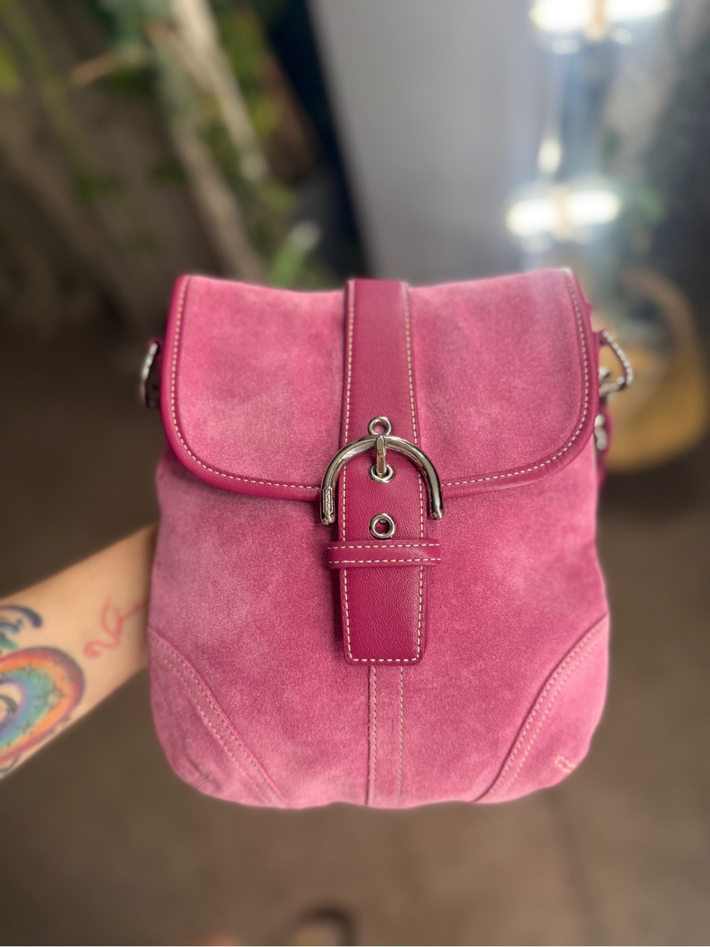 Vintage coach soho pink suede Crossbody Bag